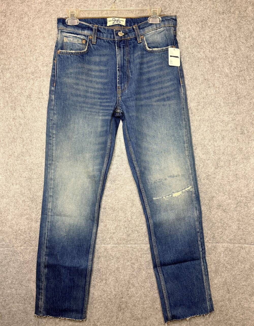 Free People Jeans Womens Size 26 NWT Distressed Raw Hem Straight Leg Denim